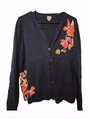 Crew neck navy cardigan